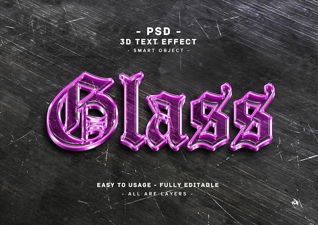 Glass 3d purple text style effect