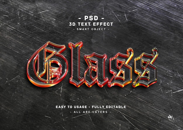 Glass 3d text style effect