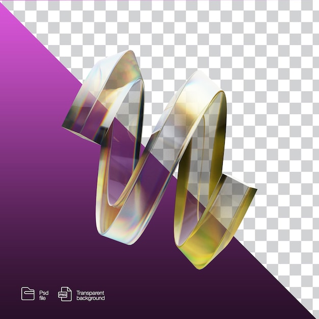 PSD glass abstract shape 3d illustration with vibrant colors