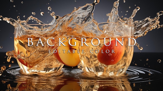 A glass of apple juice with a splash coming out of the glass on a white background