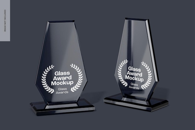 Glass Awards Mockup, Left and Right View