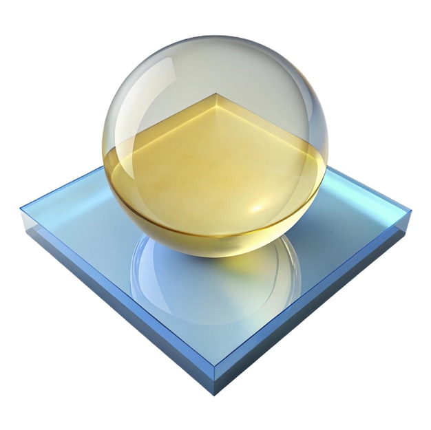 a glass ball with a yellow object on it