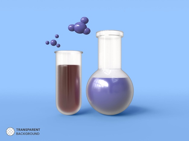 Glass beaker tube Icon Isolated 3d Render Illustration