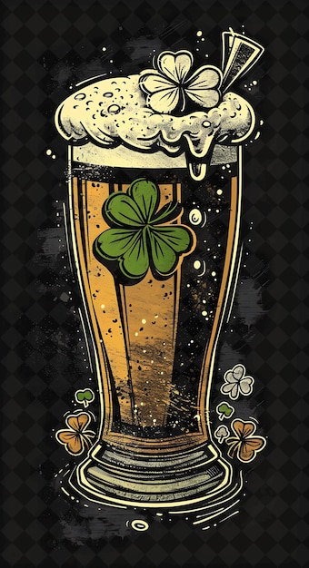 PSD a glass of beer with clover on it