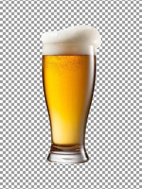 A glass of beer with a foam isolated on transparent background