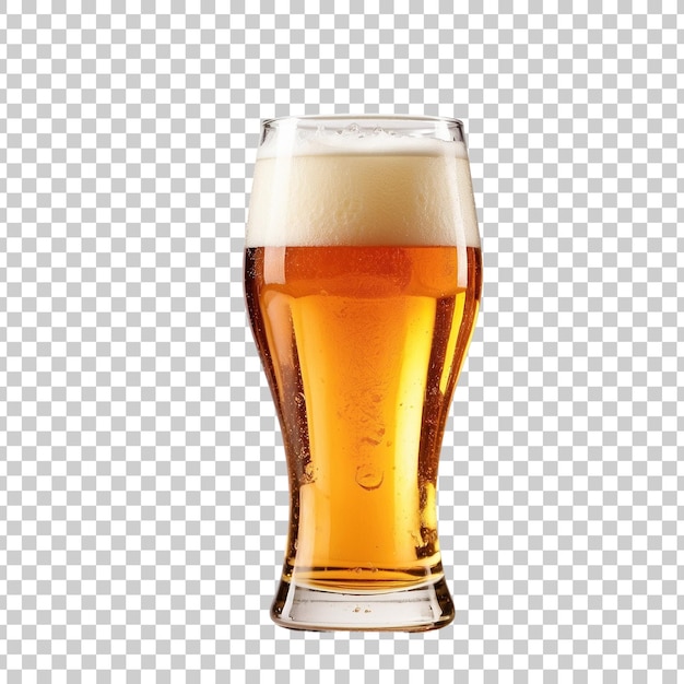 PSD a glass of beer with foam on the top isolated on a transparent background