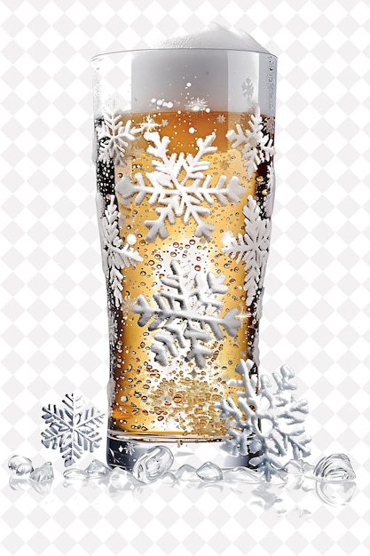 PSD a glass of beer with snowflakes on it and a snowflake on the glass