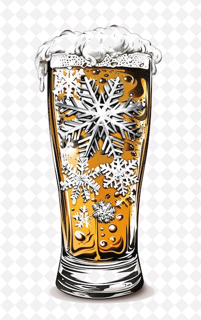 PSD a glass of beer with snowflakes on it