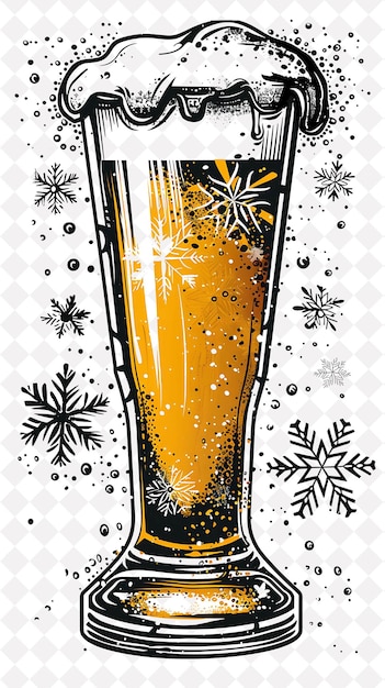 PSD a glass of beer with snowflakes and snowflakes on it