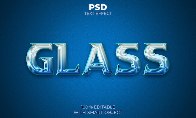 Glass blue 3D text effect