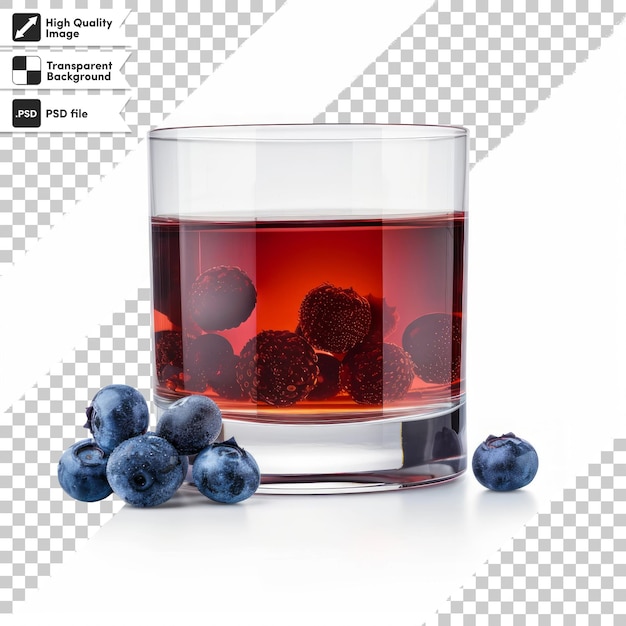 PSD a glass of blueberries next to a glass of liquid