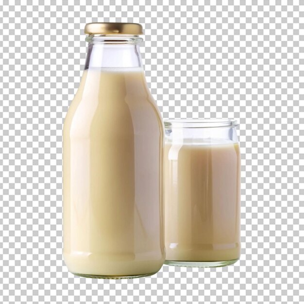 PSD glass bottle of milk on transparent background