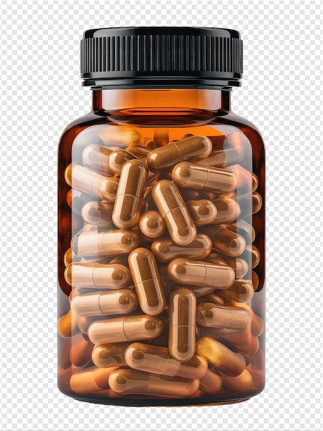 a glass bottle of pills with a white label that sayspillson it