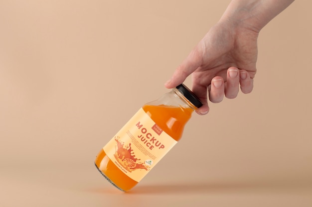 Glass bottle with label mockup