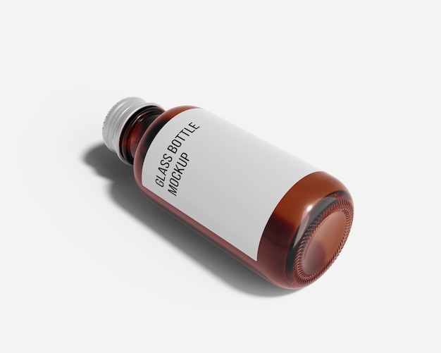 Glass Bottle With Screw Cap Mockup