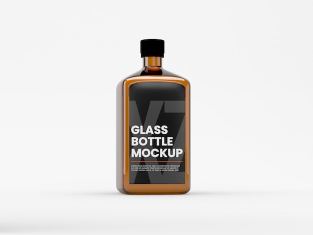 Glass Bottle With Transparent Liquid Mockup