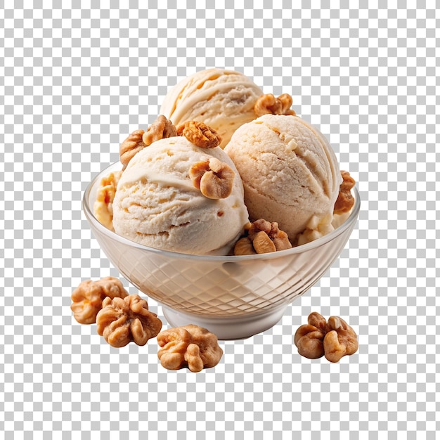 PSD a glass bowl of ice cream with nuts in it