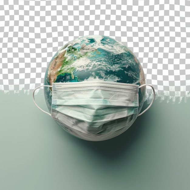 PSD a glass bowl with a globe inside of it and a bag of towels in it