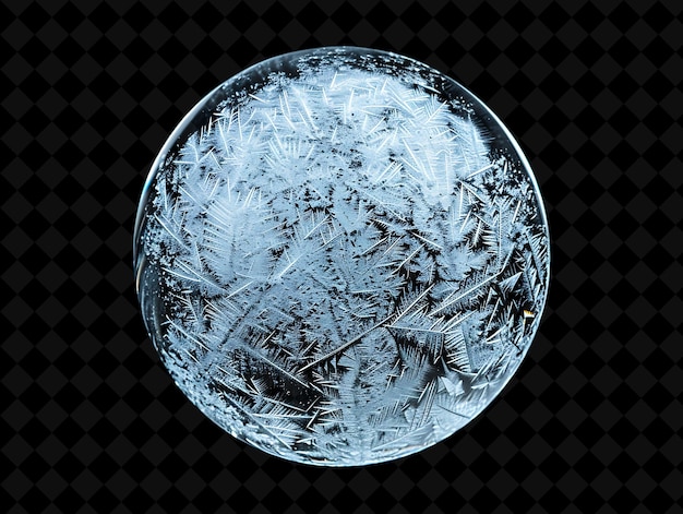 a glass bowl with ice and a black background