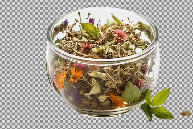 PSD a glass bowl with tea and herbal infusion