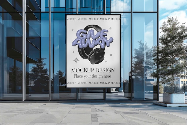 Glass building logo mockup design