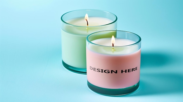 Glass candle mockup for branding marketing and design placement