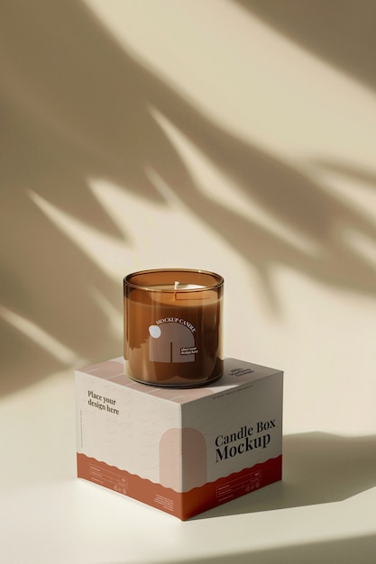 PSD glass candle in studio mockup