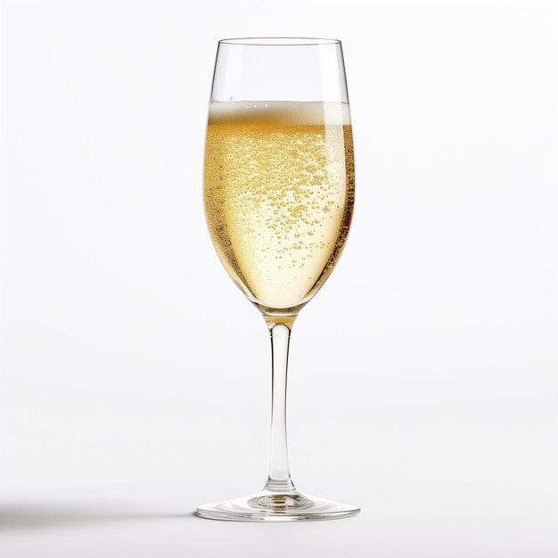 glass of champagne on a white isolated background