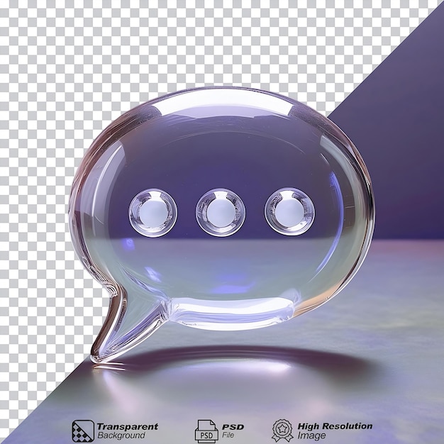 Glass Chat Bubble With Three Dots Symbol isolated on transparent background