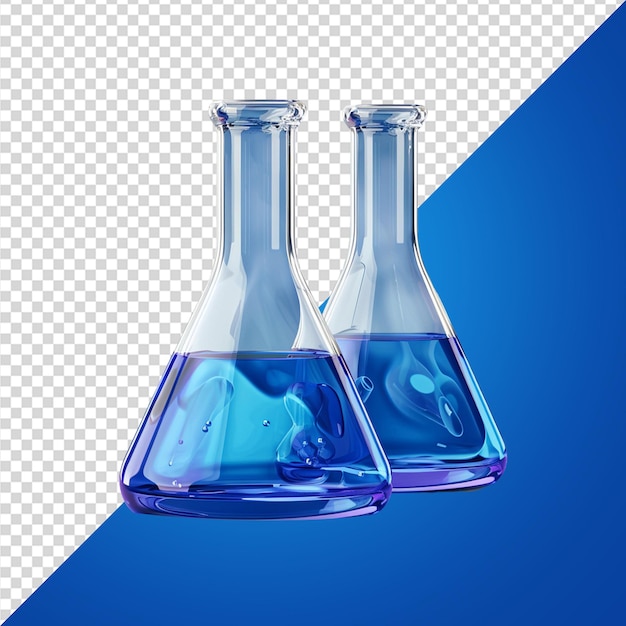 Glass chemical flasks full of liquid png