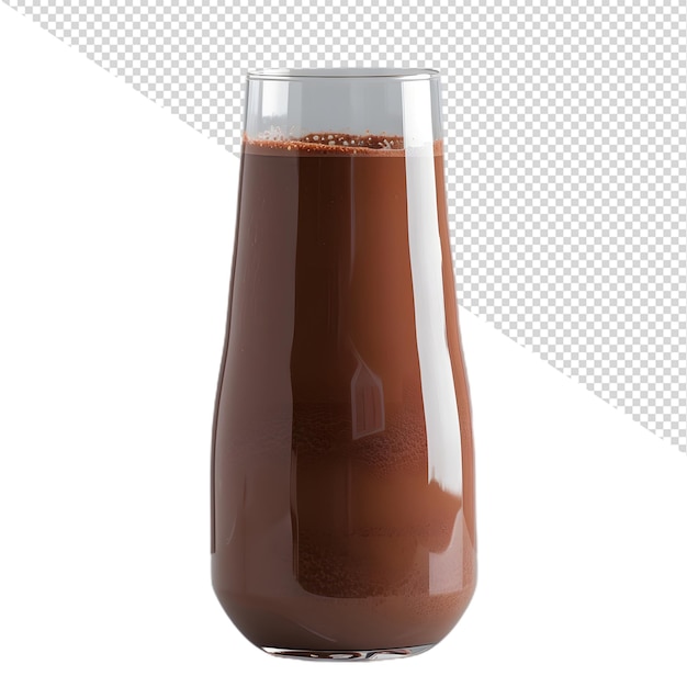 a glass of chocolate milk is filled with chocolate milk