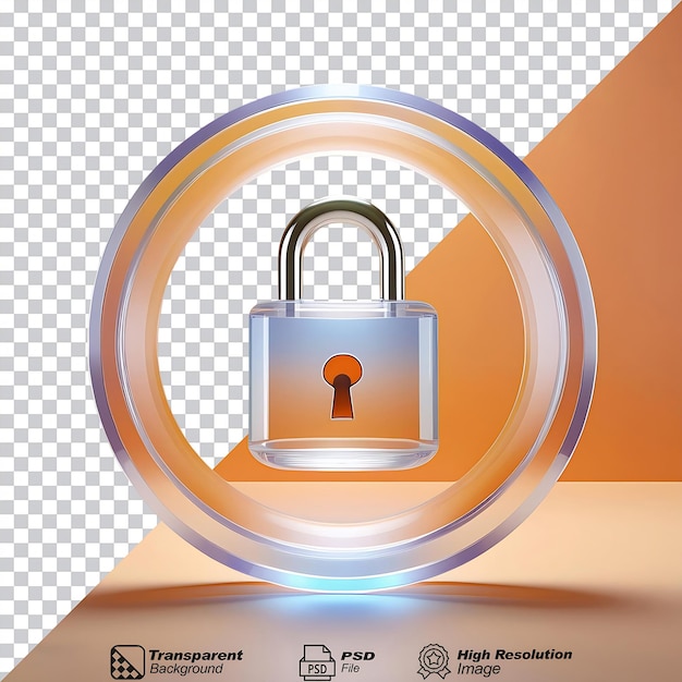 Glass Circular Lock Symbol isolated on transparent background