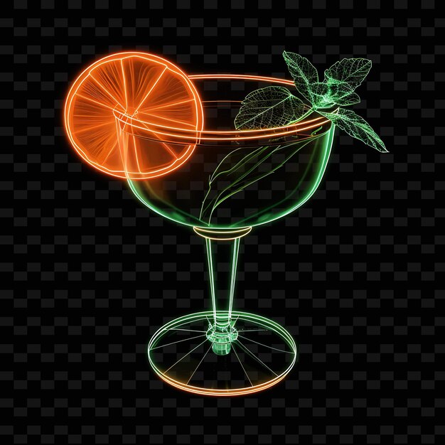 PSD a glass of cocktail with a slice of orange and a grapefruit