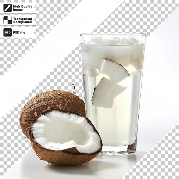 PSD a glass of coconut water next to a glass of water