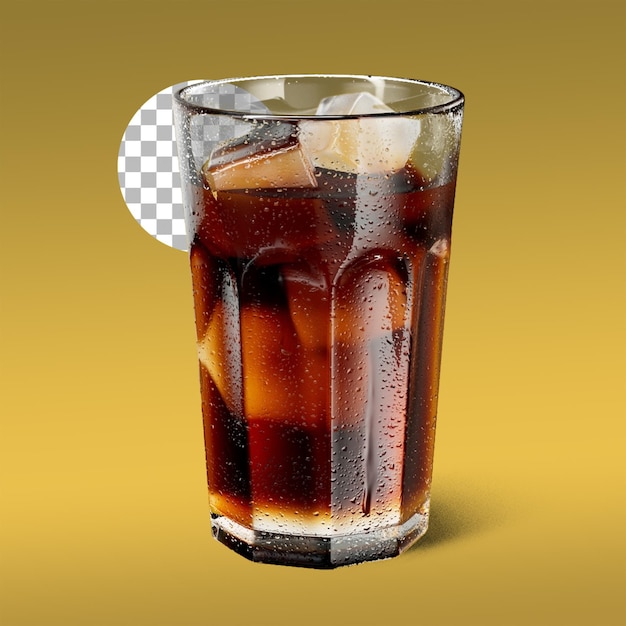 Glass of cola with ice isolated on transparency