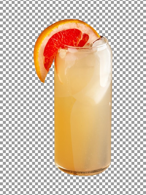 A glass of cold alcohol with grapefruit on transparent background