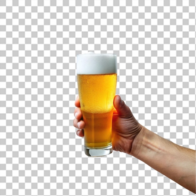 A glass of cold beer isolated on transparent background clipping path