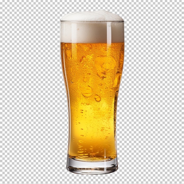 a glass of cold beer isolated on transparent background