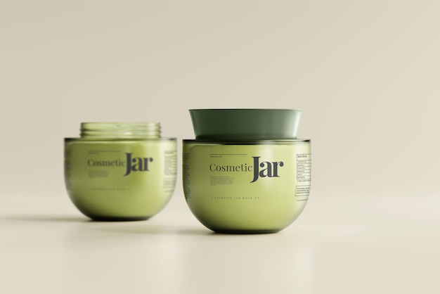 Glass Cosmetic Jar Mockup