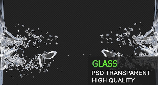 Glass debris in 3d rendering isolated design Premium Psd