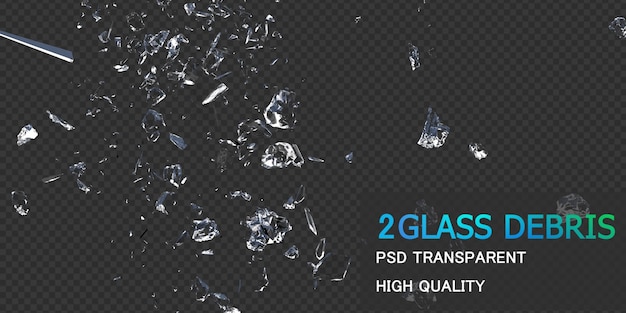 Glass debris in 3d rendering isolated design Premium Psd