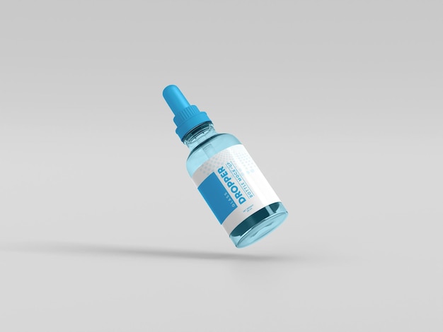 Glass dropper bottle with box mockup