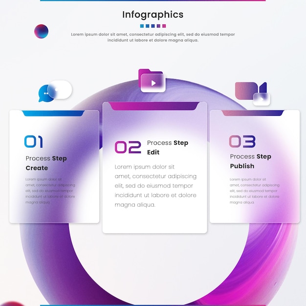 PSD glass effect infographic business template design