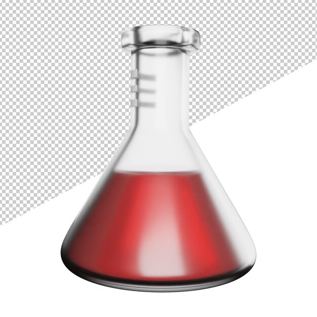 PSD a glass flask with a red liquid inside.