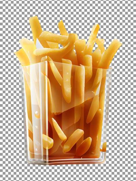 A glass of french fries with transparent background