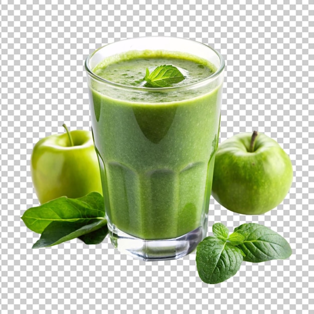 glass of fresh green smoothie Transparent Background