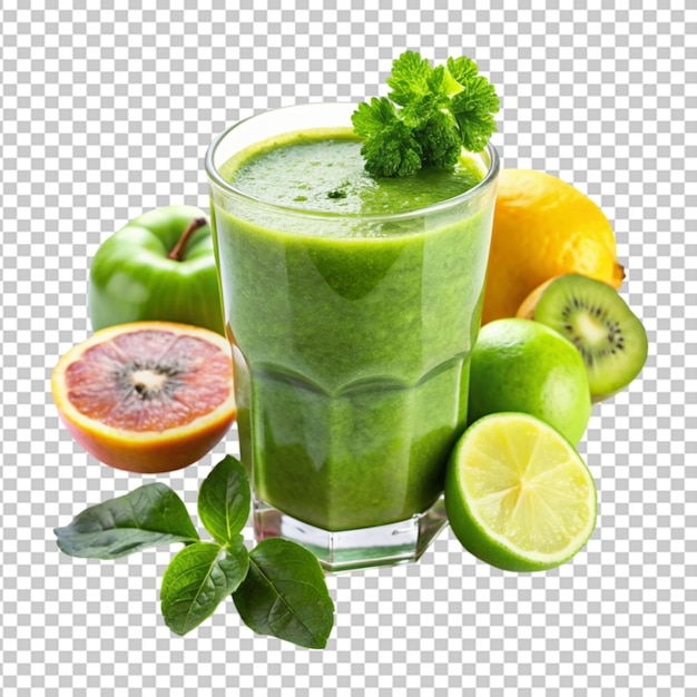 glass of fresh green smoothie Transparent Background