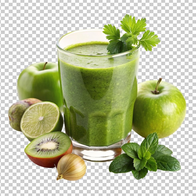 glass of fresh green smoothie Transparent Background