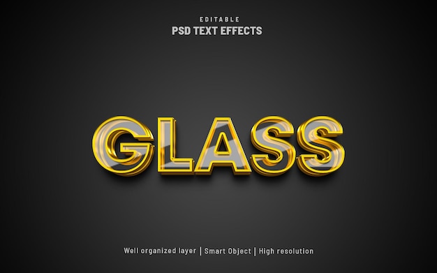 Glass Gold editable text effect glass style