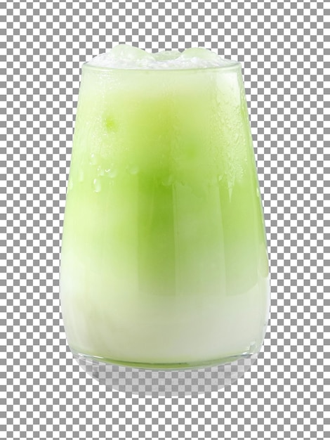 A glass of green smoothie with transparent background